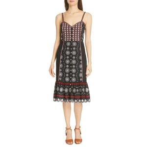 Veronica Beard Giuliana Embroidered Midi Dress M
